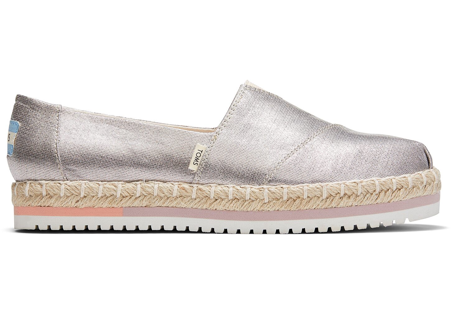 Toms Sparkle Woven - Womens Platform Espadrilles - Silver - NZ - 548203BRY